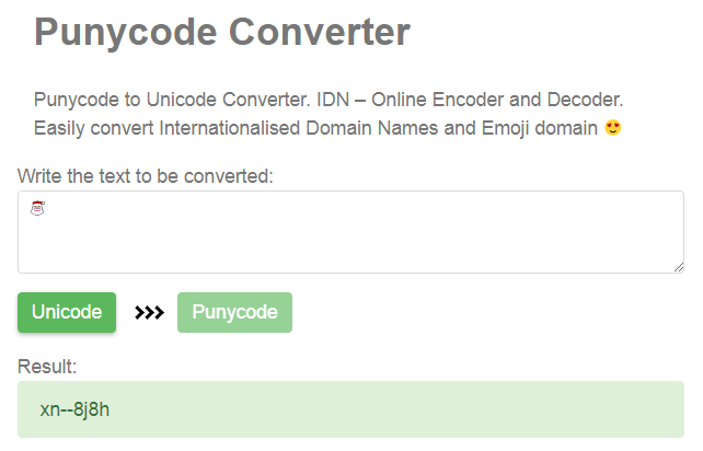 Un émoji converti en punycode
